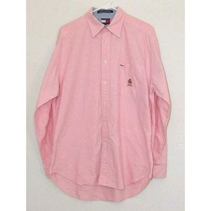 Vtg Tommy Hilfiger Mens Size Med Pink Denim Shirt